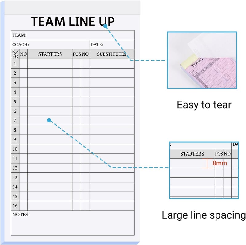 suituts 90 Sets Baseball/Softball Lineup Cards, 4 Part Carbonless, 16 Player Roster Lineup Sheets for Coaches, Team, Sports (3 Pads, 4.5 x 8 Inch - Image 5